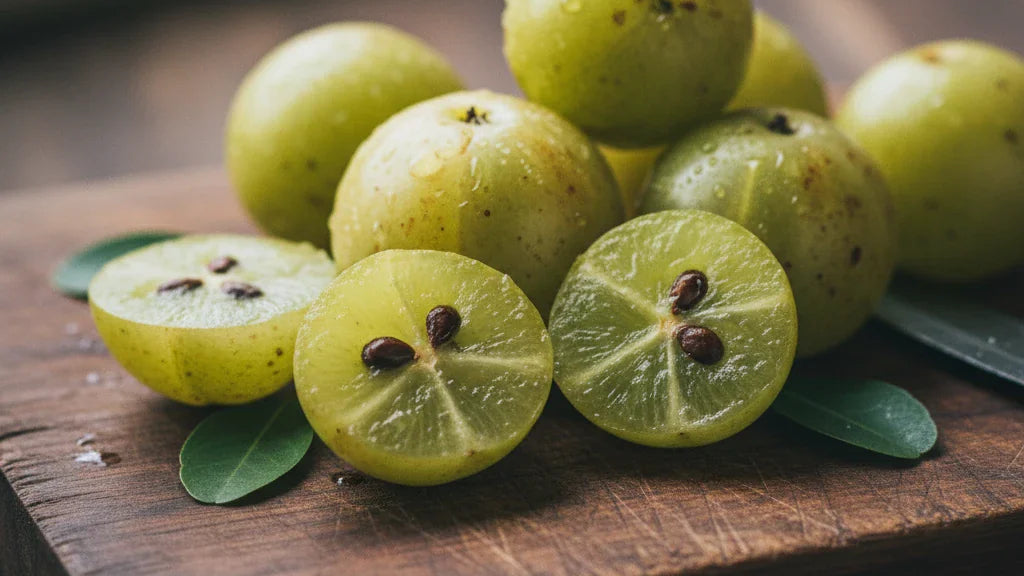 Fresh amla Indian gooseberry fruits - Ayurvedic hair growth guide