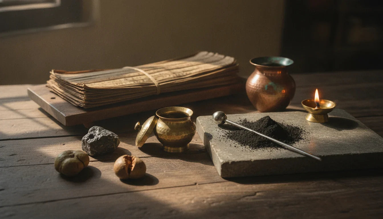Anjana in the Sushruta Samhita: Ayurveda's Classical Collyrium (Kajal) and Its Three Types — Lekhana, Ropana and Prasadana