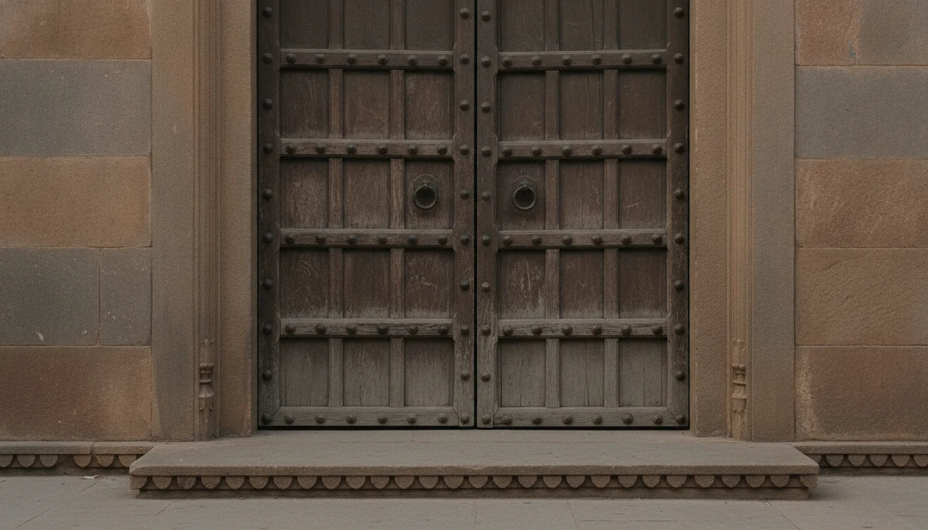 Ashmari Chikitsa in the Sushruta Samhita: closed, iron-studded palace doors, for the king's permission