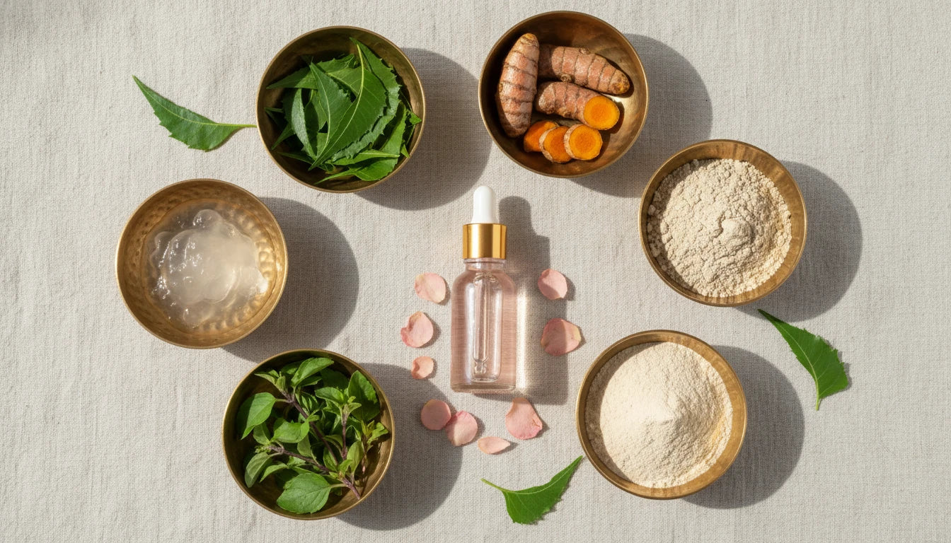 Natural Ayurvedic ingredients for acne and pimple treatment