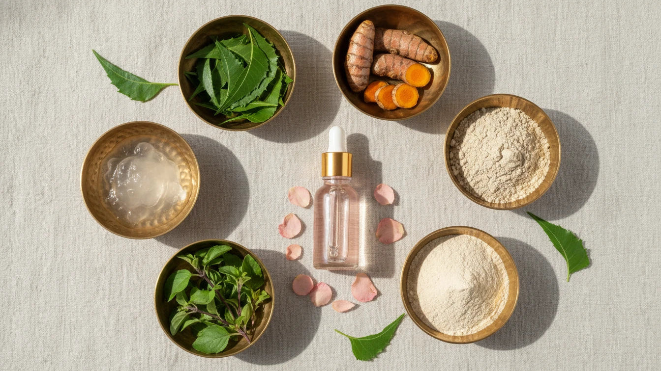Natural Ayurvedic ingredients for acne and pimple treatment