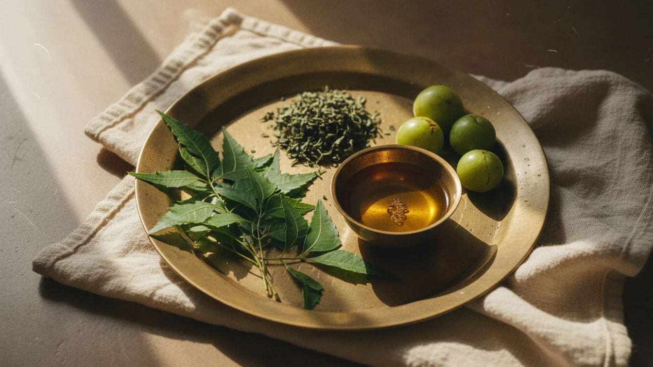 Ayurvedic scalp treatment herbs and oils for natural dandruff remedy