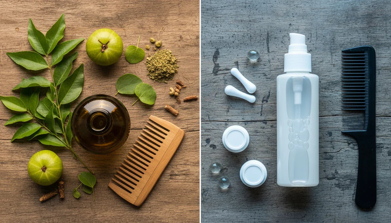 Ayurvedic hair oil vs regular commercial hair oil comparison