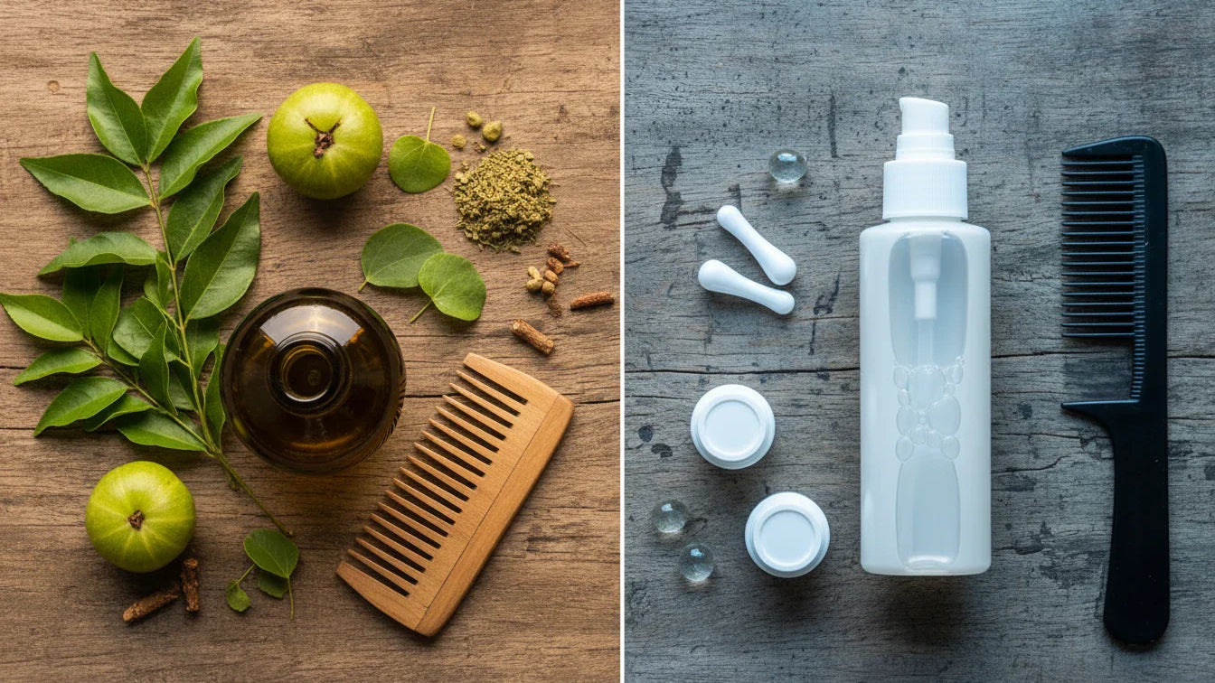 Ayurvedic hair oil vs regular commercial hair oil comparison