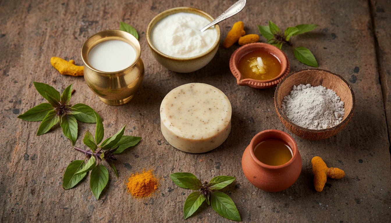 Panchagavya soap with five sacred cow products for Ayurvedic skin cleansing