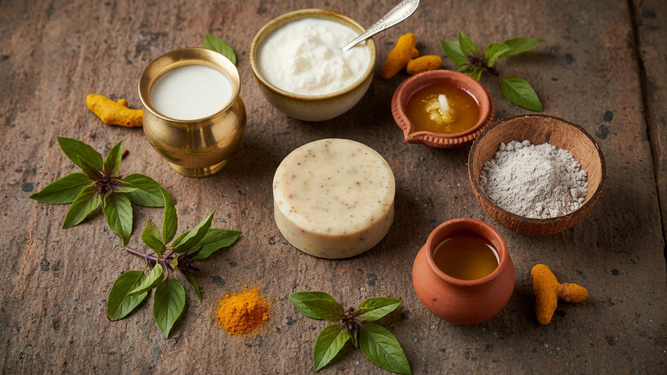 Panchagavya soap with five sacred cow products for Ayurvedic skin cleansing