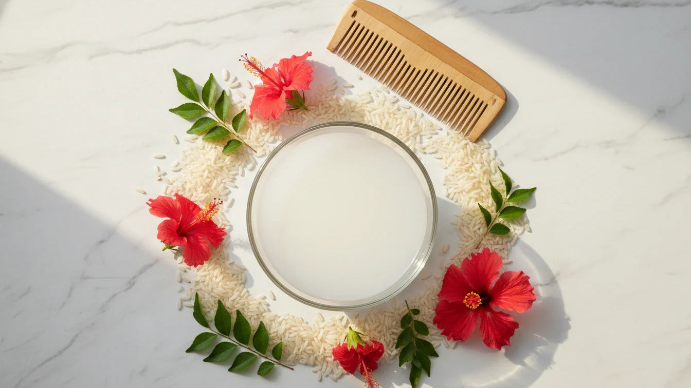 Rice water preparation for hair growth with natural ingredients