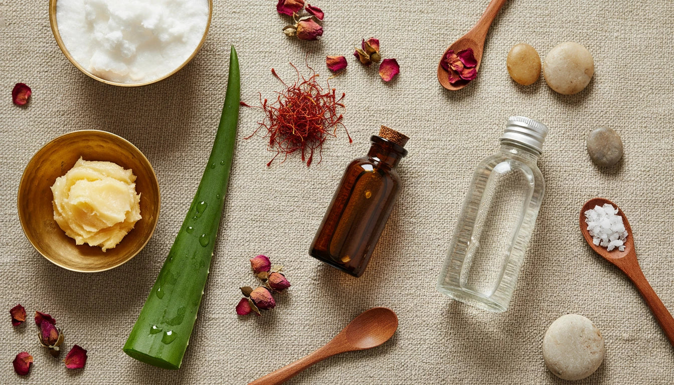 Ayurvedic oils and ingredients for natural skin barrier repair