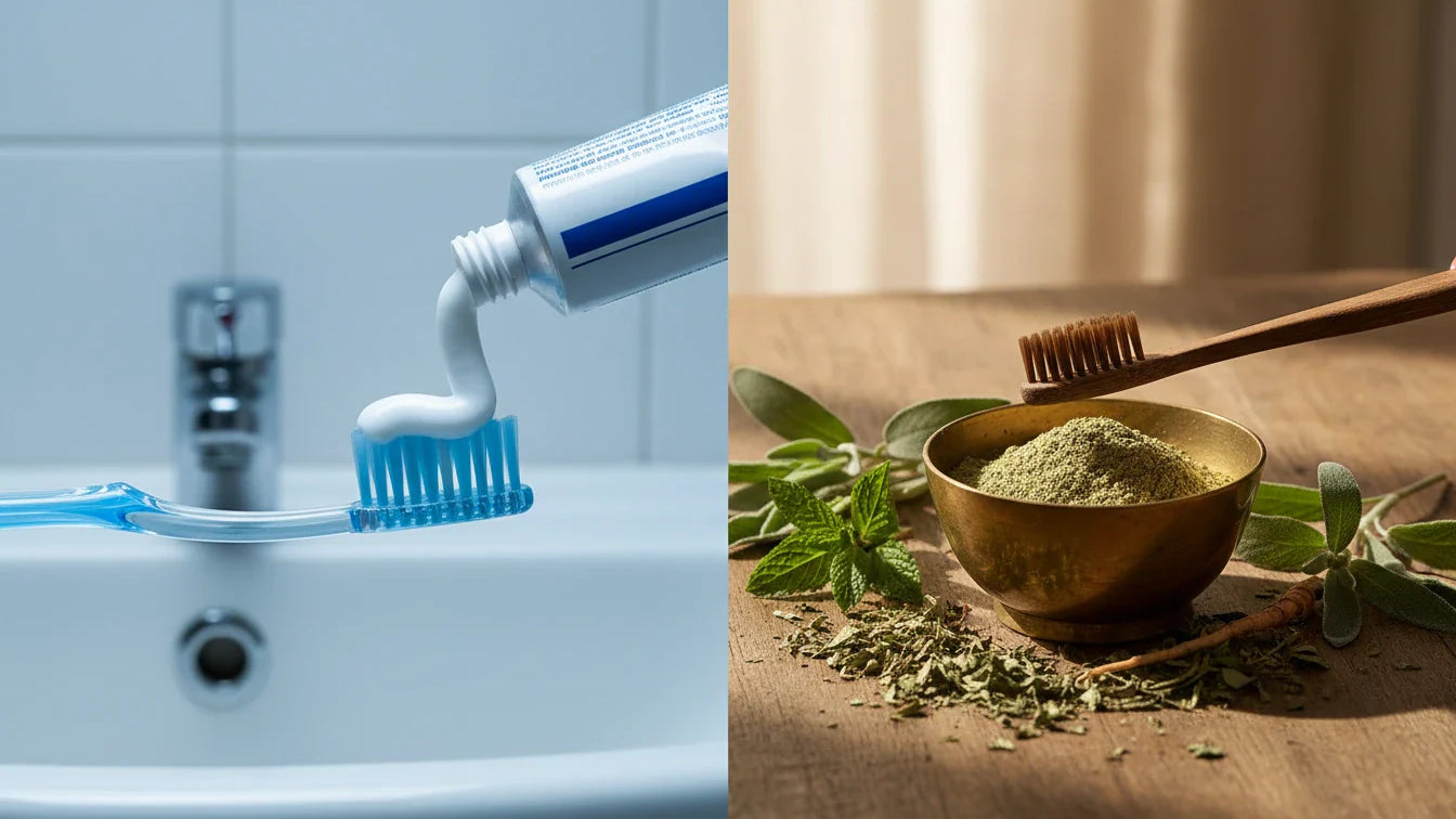 Herbal Tooth Powder vs Toothpaste