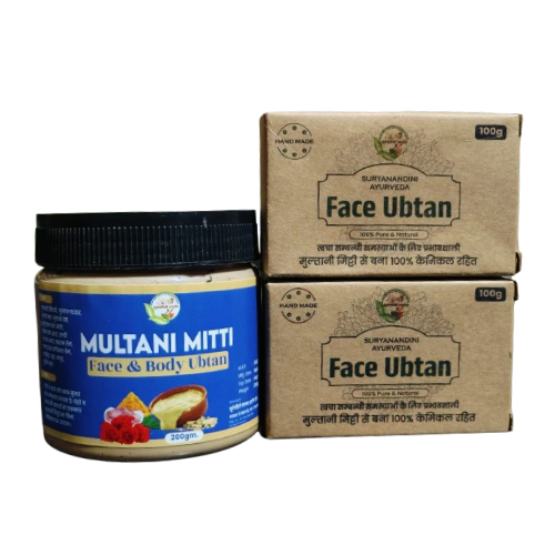 Skincare Combo - 1 Face & Body Ubtan 200gm + 2 Soaps 100gm Each