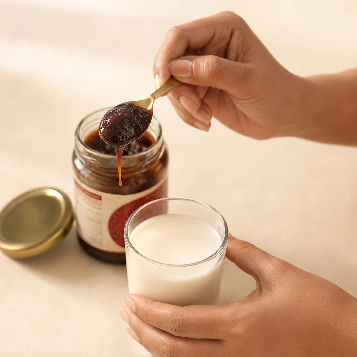 How to use Chyawanprash - one teaspoon with a glass of warm milk
