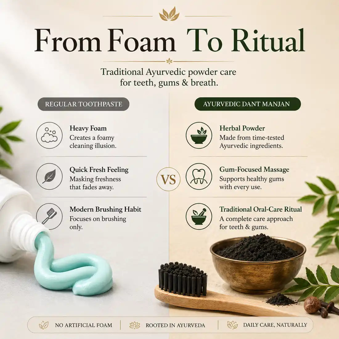 Ayurvedic Dantmanjan (Pack of 2) with Bamboo Toothbrush