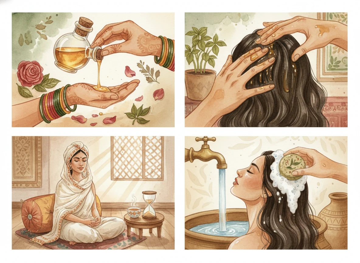 How to Use Kesh Sanvardhan Tel - 4 Step Guide: Pour, Massage, Leave & Wash