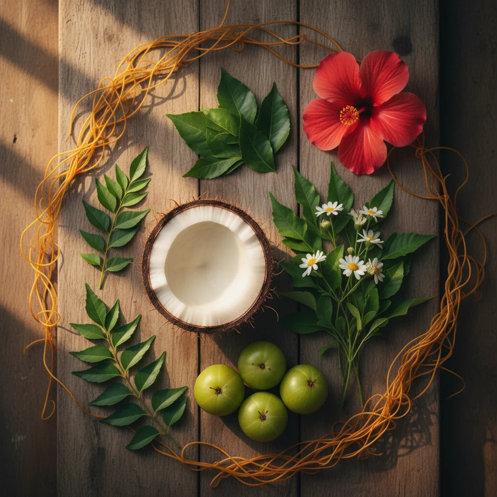 8 Ayurvedic Ingredients in Kesh Sanvardhan Tel - Bhringraj, Amla, Neem & More